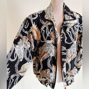 Vintage Shell Print Bomber Jacket